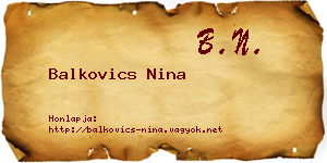 Balkovics Nina névjegykártya